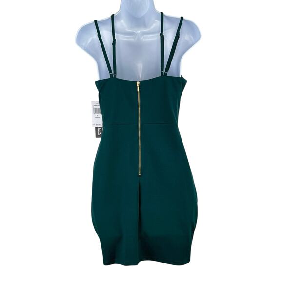Sequin Hearts Green Scuba Strappy Asymmetric Mini Sheath Dress Junior 5 NWT - Picture 3 of 15